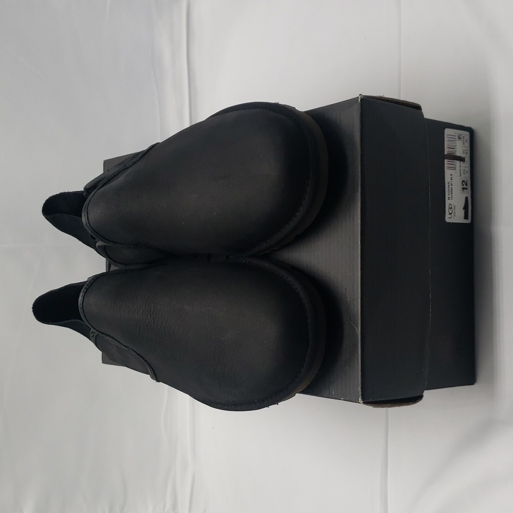 New UGG MEN'S COOKE Black SUEDE SLIP ON LOAFER SLIPPERS Size 12